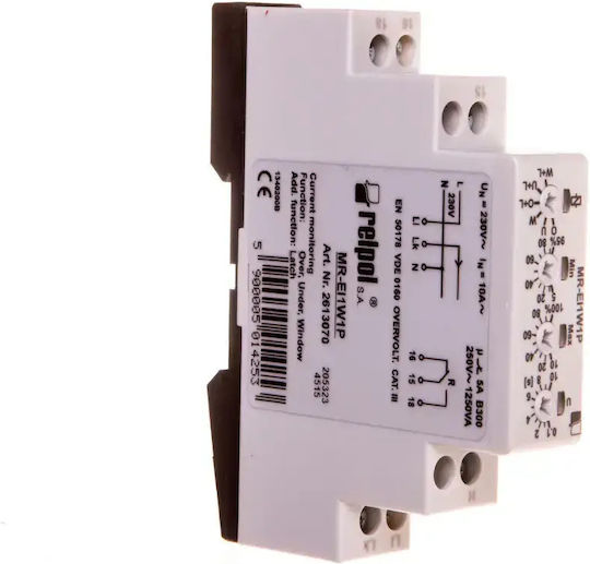 Relpol Single-phase Current Control Relay 1p 0.5-10a Ac 0.1-10sec Mr-ei1w1p 2613070