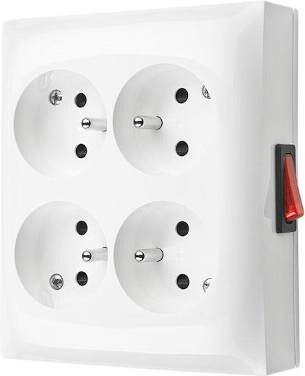 Simon Aquaclick Socket Ip20 4x Ground Built-in Switch White Acgzn4w1/11