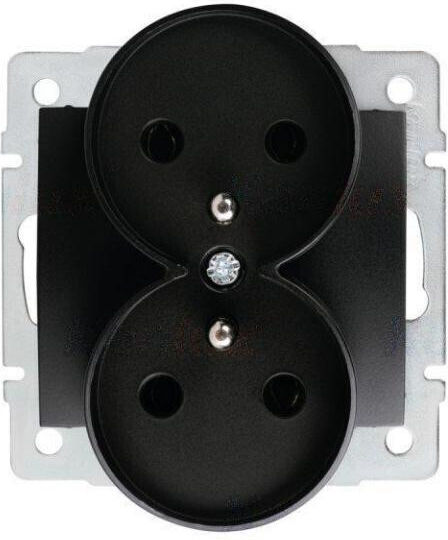 Kanlux Mowion Logi 02-1253-142 Matt Black French Power Socket Double Grounding