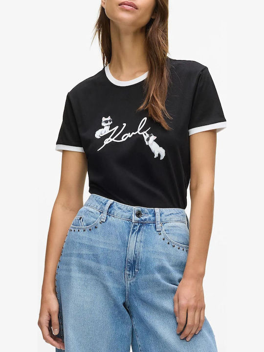 Karl Lagerfeld Ikon Дамска Тениска Черна