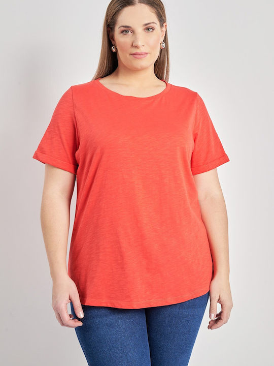 Bluza Damă Bumbac Mâneci Scurte Roșie