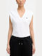 Ikon Women's Cotton Top with V-Neck White