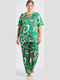 Femei Floral Set cu Pantaloni cu elastic cu Croială Dreaptă Floral