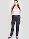 Dama Tesatura Pantaloni cu Elastic cu Croială Slim Albastru