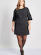 Rochie Mini Cu Mânecă 3/4 Neagră