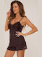 De Lafense Χειμερινό Babydoll Σοκολατί Lilian