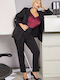 Dama Tesatura Pantaloni cu Croială Slim Negru