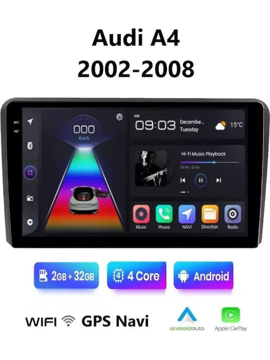 Car Audio System for Audi A4 2002-2008 (Bluetooth/USB/WiFi/GPS/Apple-Carplay/Android-Auto) with Touch Screen 9"