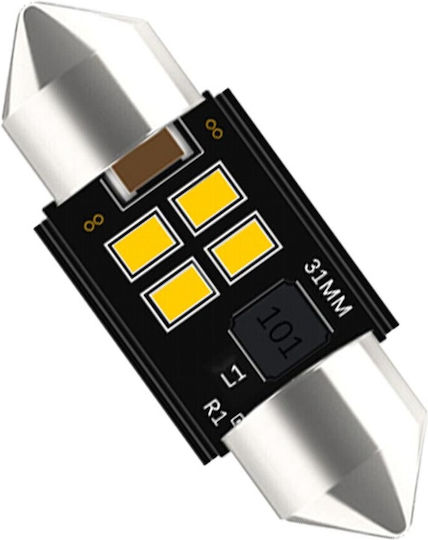 Vencore 3216-10133 C5W Festoon Canbus Gen4 31mm LED Tube Bulb Base C5W 31mm Festoon Canbus Gen4 4 SMD 3020 1.35W 200 Lumen 8-48 Volt Warm White 3000K
