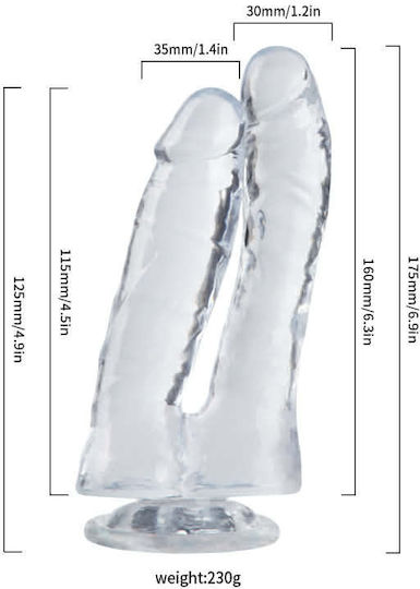 Διπλό Dildo με Βεντούζα Γαλάζιο