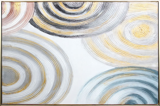 Wandbild Leinwand Handgemalt Ölgemälde 90x60 cm Relief Goldene Rahmen Keskor 82582