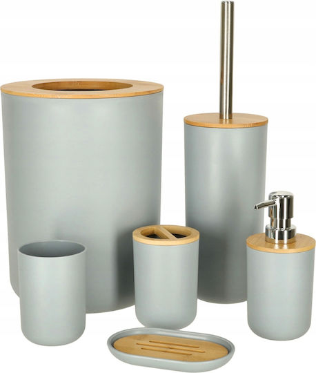ikonka Set Accesorii Baie Plastic Gri 6buc