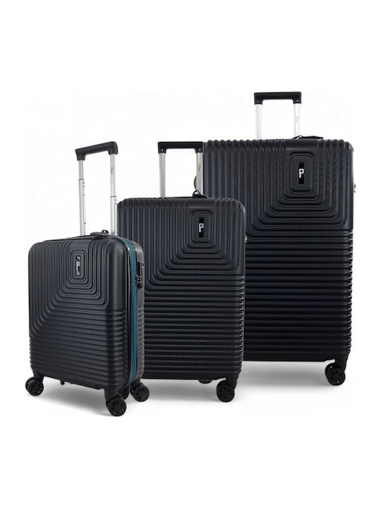 Rain Hard Black Suitcases with 4 Wheels Set of ...