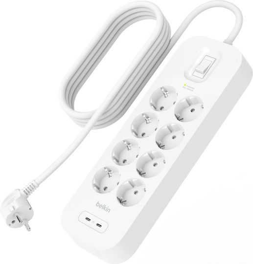 Belkin Steckdosenleiste mit Überspannungsschutz 8 Positionen mit Kabel 2m