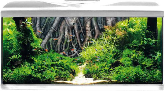 Zoomed Acvariu de Pești cu Capacitate de 85lt cu Iluminare, Filtru și 80x32x48cm. Alb