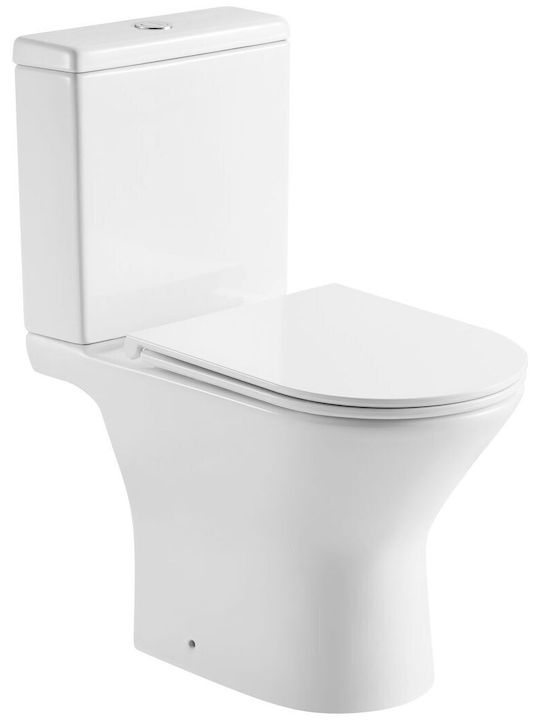 Bianco Ceramica Λεκάνη Δαπέδου με Καζανάκι με Slim Κάλυμμα Soft Close Λευκή Bianco Ceramica Λεκάνη Δαπέδου με Καζανάκι με Slim Κάλυμμα Soft Close Λευκή