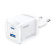 BWOO Зарядно с вграден кабел GaN с USB-A порт и USB-C порт 35W Power Delivery Бял (CDA222)