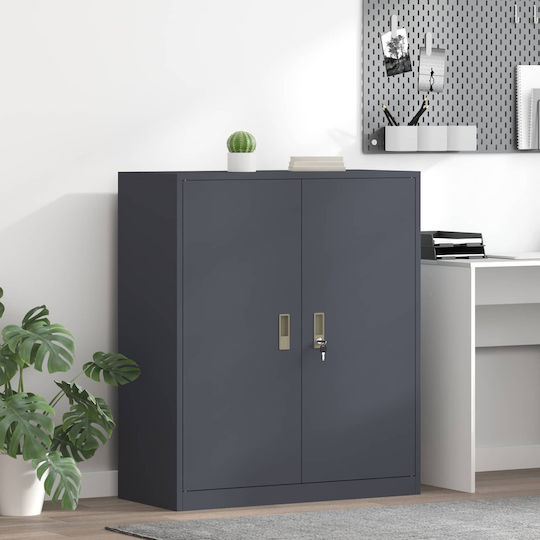 Metal Office Cabinet Anthracite 90x40x105cm