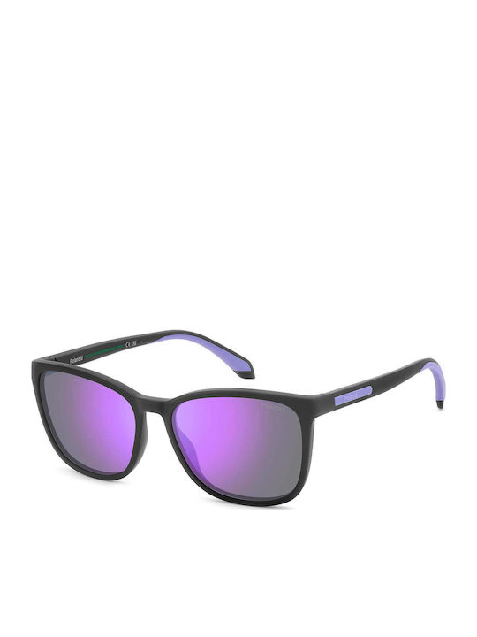 Polaroid Damen Sonnenbrille mit Schwarz Kunststoff Gestell und Schwarz Polarisiert Spiegel Linse