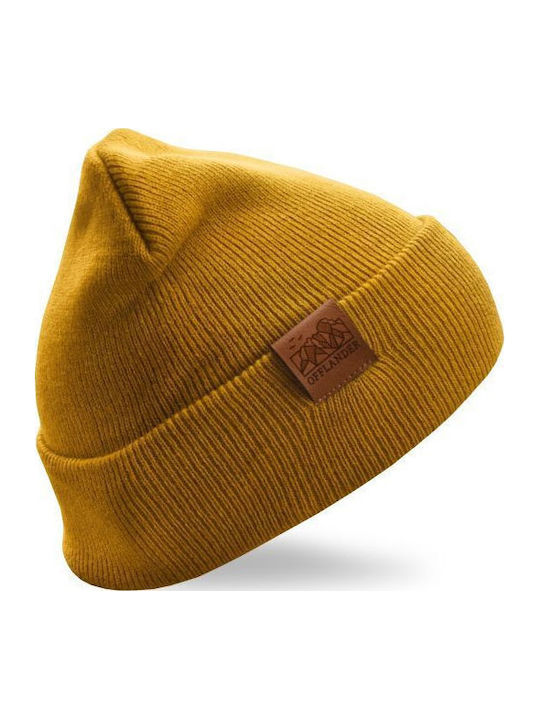 Beanie Unisex Σκούφος Πλεκτός σε Κίτρινο χρώμα