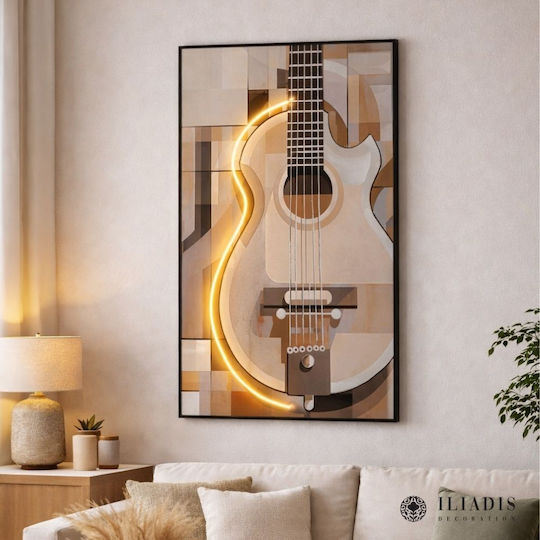 Iliadis Gitarre Gemälde auf Leinwand mit LED-Beleuchtung 80x120cm