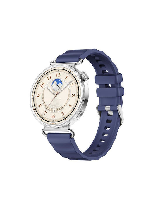 Monochrome Silicone Strap Huawei Watch GT 6 41mm GT 5 41mm GT 4 41mm Silver Buckle Blue