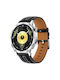 Silbernes Lederarmband für Huawei Watch Gt 6 46mm Schwarz