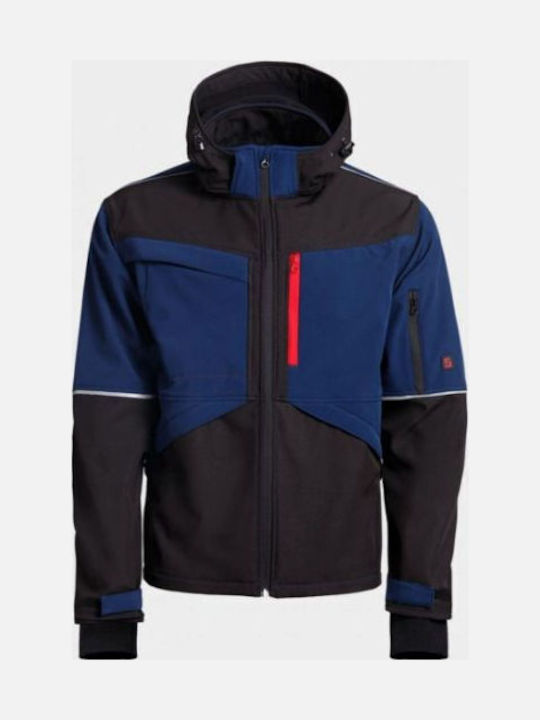 Stenso Prisma Μπουφάν Εργασίας Softshell με Αποσπώμενη Κουκούλα Navy Μπλε
