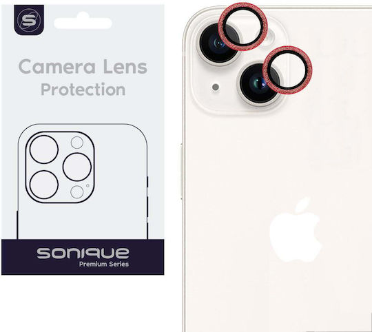 Sonique Glitter Lens Προστασία Κάμερας Tempered Glass Κόκκινο για το iPhone 14, iPhone 14 Plus