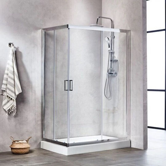Tema Καμπίνα Ντουζιέρας με Συρόμενη Πόρτα 100x80x180cm Clear Glass Chrome Tema Καμπίνα Ντουζιέρας με Συρόμενη Πόρτα 100x80x180cm Clear Glass Chrome