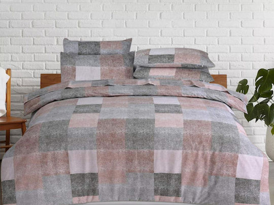 Παπλωματοθήκη Βαμβακερή Μονή 160x240 Patchwork Γαρύφαλλο