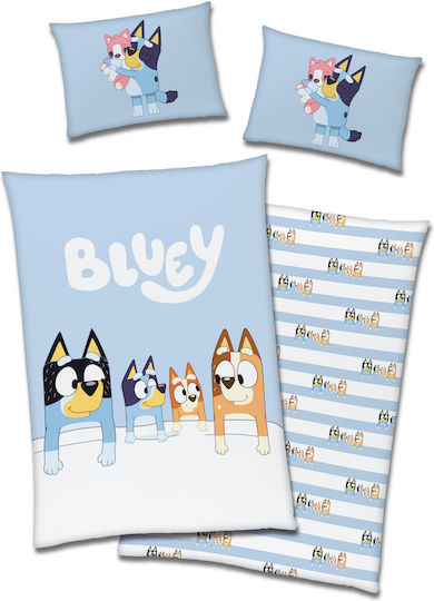 Bluey Kinderbettbezug Einzel Hellblau 140x200cm