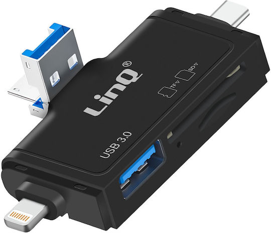 Linq SD-Kartenleser Micro SD USB 3.0 USB-Ausgang USB-C Blitzschlag Micro-USB Schwarze