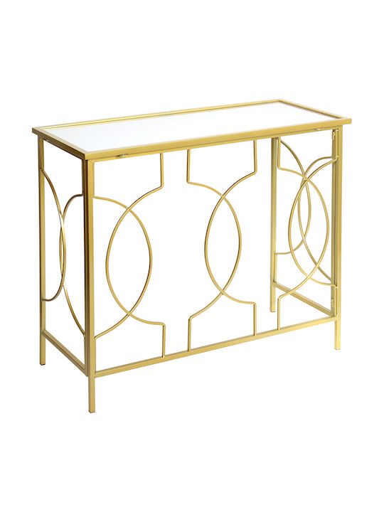 Metal Console Table with Mirror Golden L80xW33xH70cm