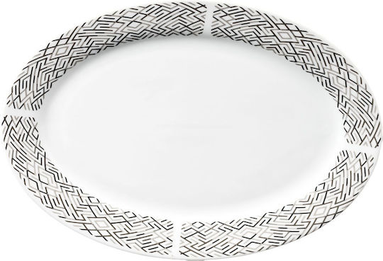 Ankor Lines Serving Platter made of Porcelain Gray