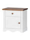 Pristine Bedside Table Wooden White 57x43x60cm