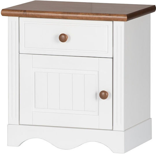 Pristine Bedside Table Wooden White 57x43x60cm