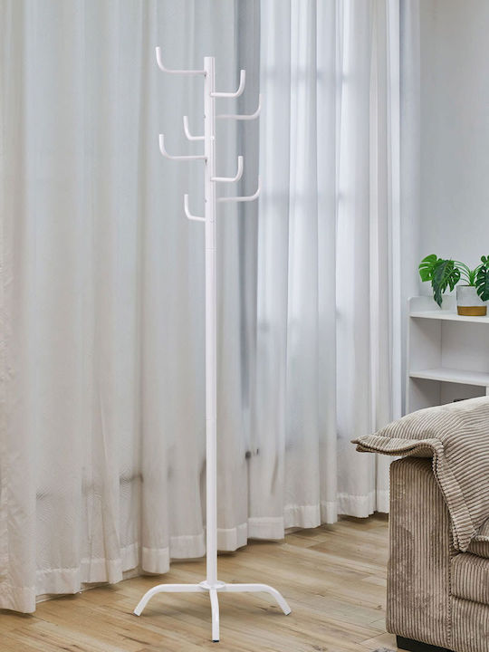 Polihome Bollileuko Freistehender Kleiderständer Metallisch Weiß 52x52x175cm