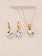 Set with Necklace & Earrings from Steel Gold Plated with Stones
