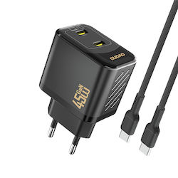 Dudao GaN с 2 USB-C порта и кабел USB-C - USB-C...