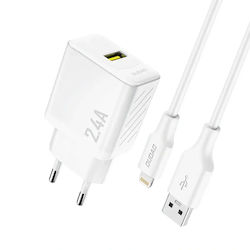 Dudao GaN с USB-A порт и кабел Lightning 12W Бя...