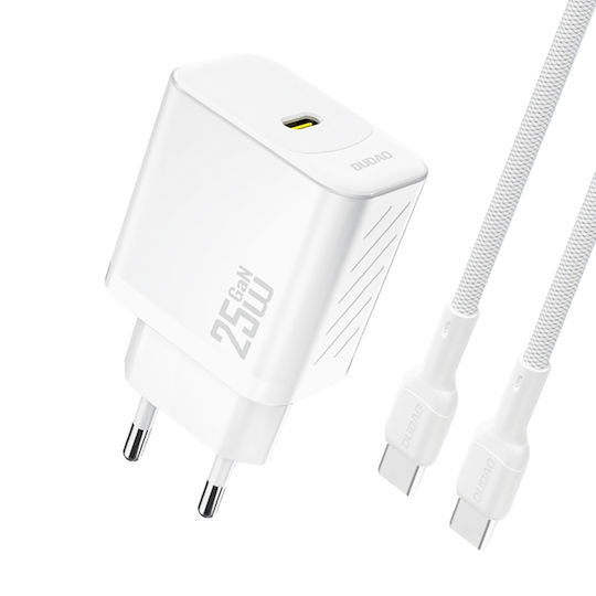 Dudao Charger GaN with USB-C Port and Cable USB-C - USB-C 25W Power Delivery Whites (A27CEU)