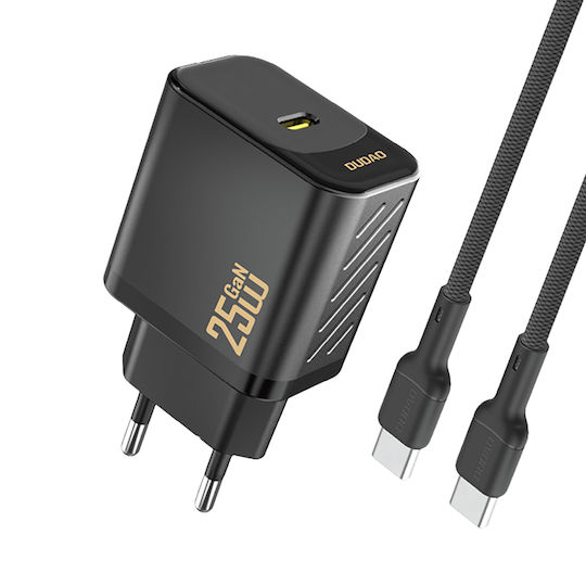 Dudao Charger GaN with USB-C Port and Cable USB-C - USB-C 25W Power Delivery Blacks (A27CEU)
