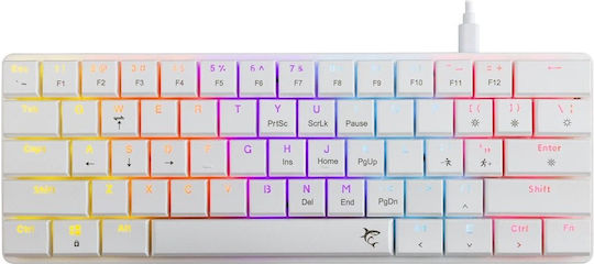 White Shark GK-006211 Nagamaki Gaming Mechanical Keyboard 60% with Custom Red switches and RGB lighting (English US) White