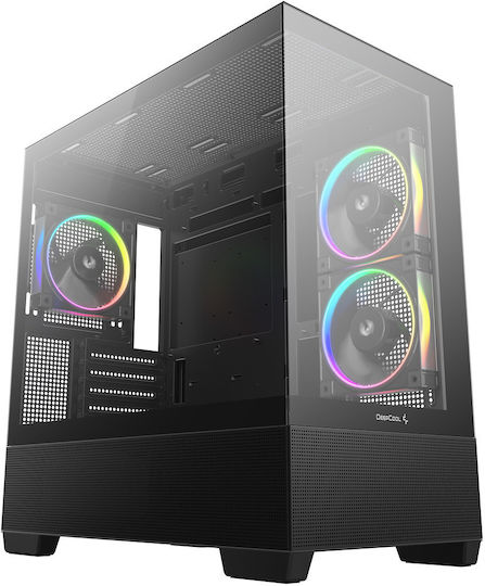 CG380 3F Gaming Midi Tower Computer Case with Side Window and ARGB Lighting Black