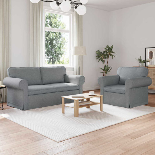 Living Room Furniture Set 3-Seater & Armchair Gray