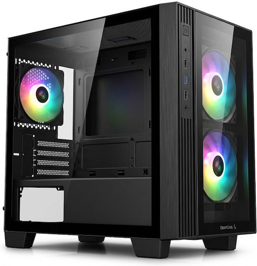 Deepcool CG330 3F Gaming Mini Tower Κουτί Υπολογιστή με Πλαϊνό Παράθυρο και ARGB Φωτισμό Μαύρο