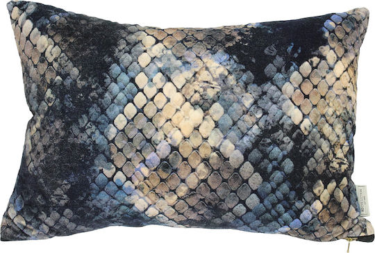 Sofa-Kissen Snake aus Samt Blau/Gold 40x60cm