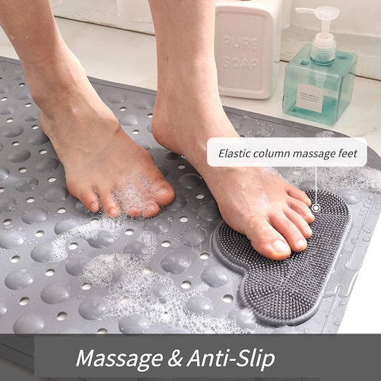 Non-slip Αντιολισθητικό Ντουζιέρας Πατούσα Πατούσες με Βεντούζες Γκρι 40x70εκ.