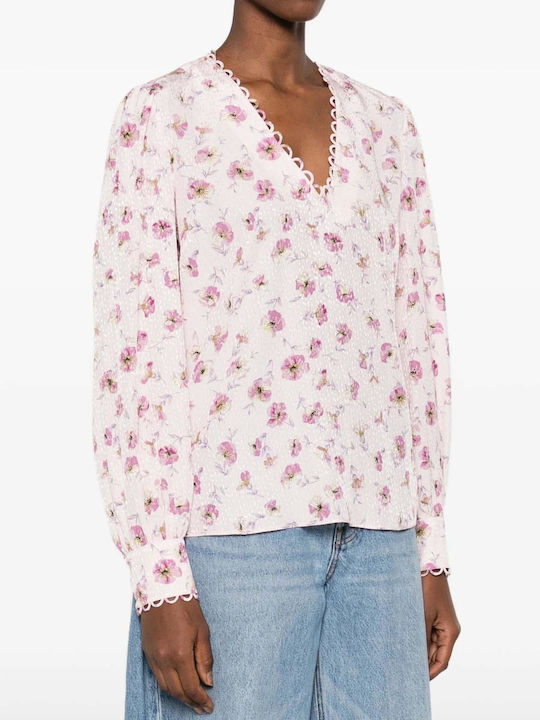 Γυναικεία Μπλούζα Σατέν Floral Pink